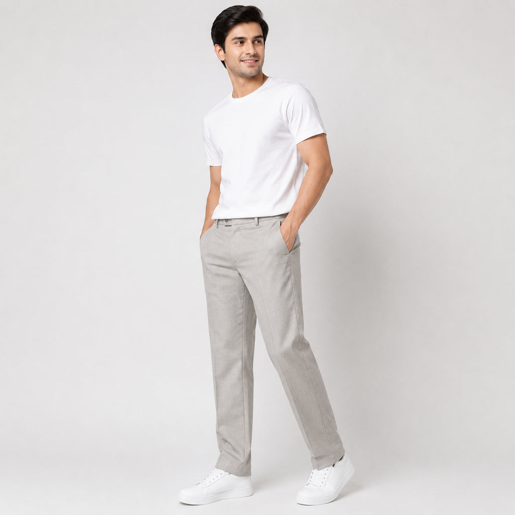 Men's Sandstone Beige Slim Fit Formal Trousers-1