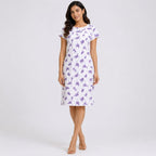 Women's Classic Lavender Leaf Motif Tailored Sheath Dress-1