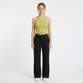 Women's Parrot Green Ribbed Crop Tank Top-1