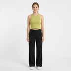 Women's Parrot Green Ribbed Crop Tank Top-1