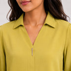 Women's Vivid Lime Parrot Green Muscle Tee with Architectural Padded Shoulders-3