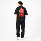 Men's Black Oversized Graphic Streetwear T-Shirt-2