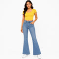Women's Light Blue Flared High-Rise Jeans | Casual Everyday Denim Pants-1