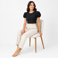 Women's Black Puff Sleeve Crop Top-1