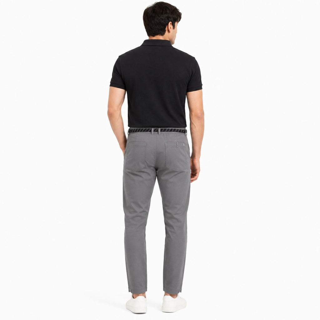 Men's Light Grey Slim Fit Casual Cotton Trousers-4