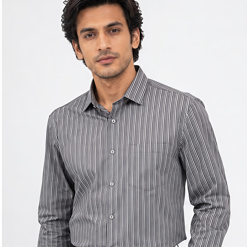 Men's Refined Pista Stripe Executive Formal Shirt-2
