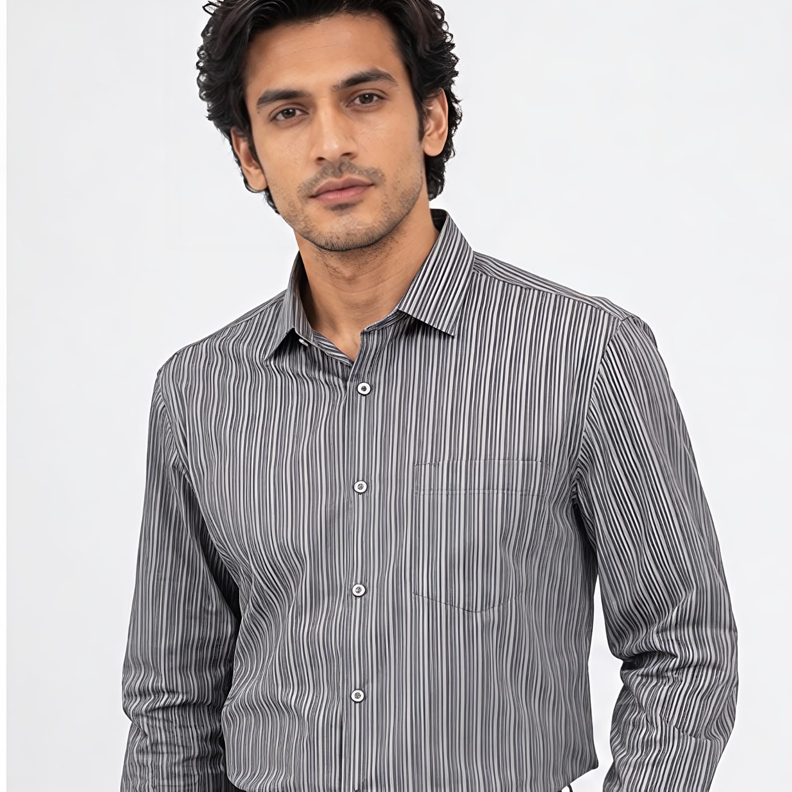 Men's Refined Pista Stripe Executive Formal Shirt-2