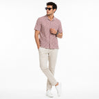 Men's Maroon Geometric Print Casual Shirt-4