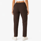 Women's Coffee Brown Ribbed Straight Fit Trousers-4