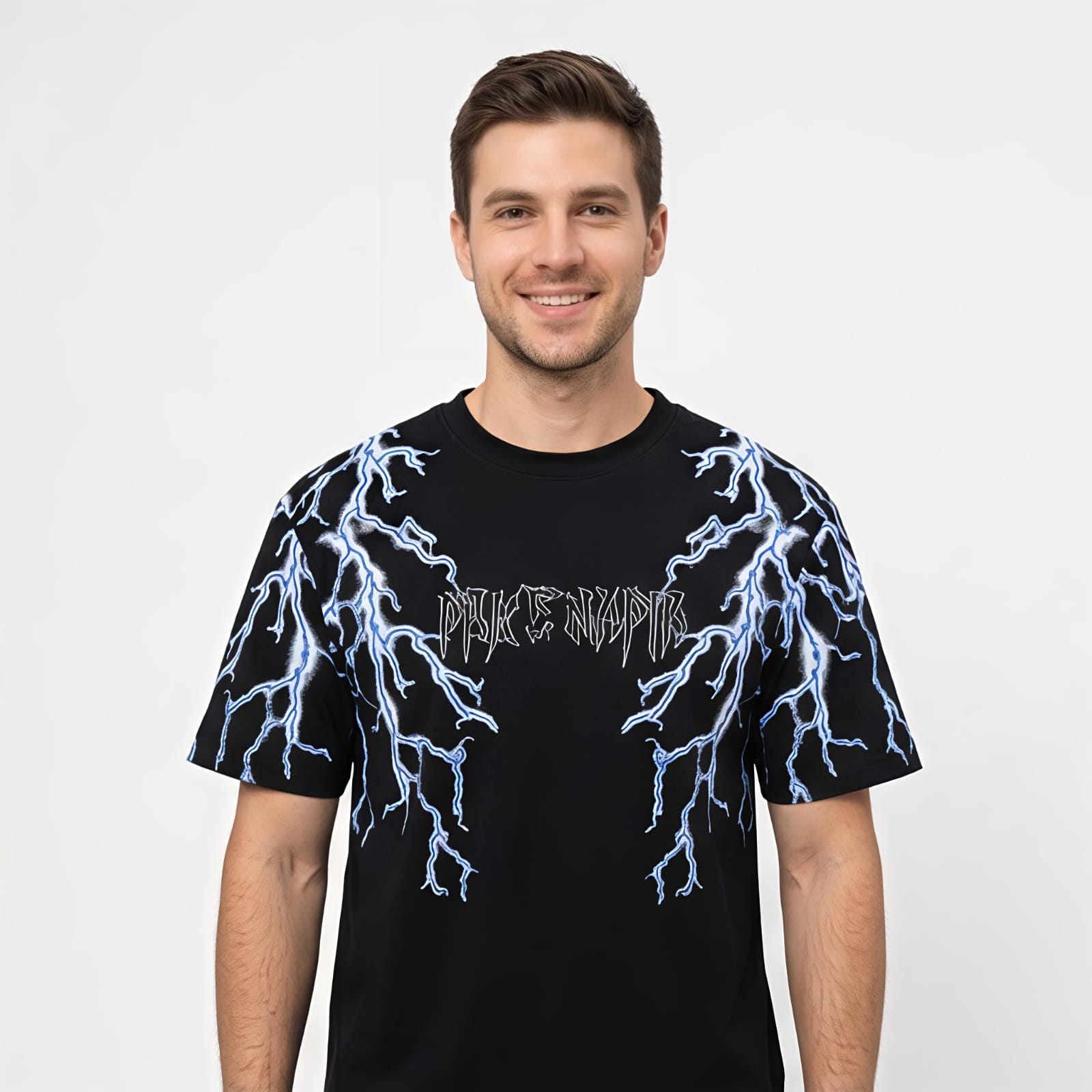 Men's Thunder Strike Graphic Oversized T-Shirt-4