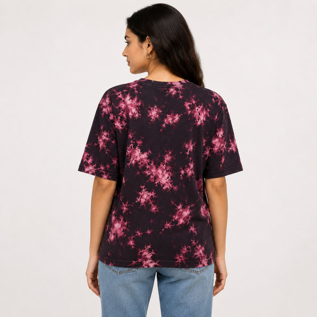 Women's Black & Pink Tie-Dye Graphic T-Shirt-4