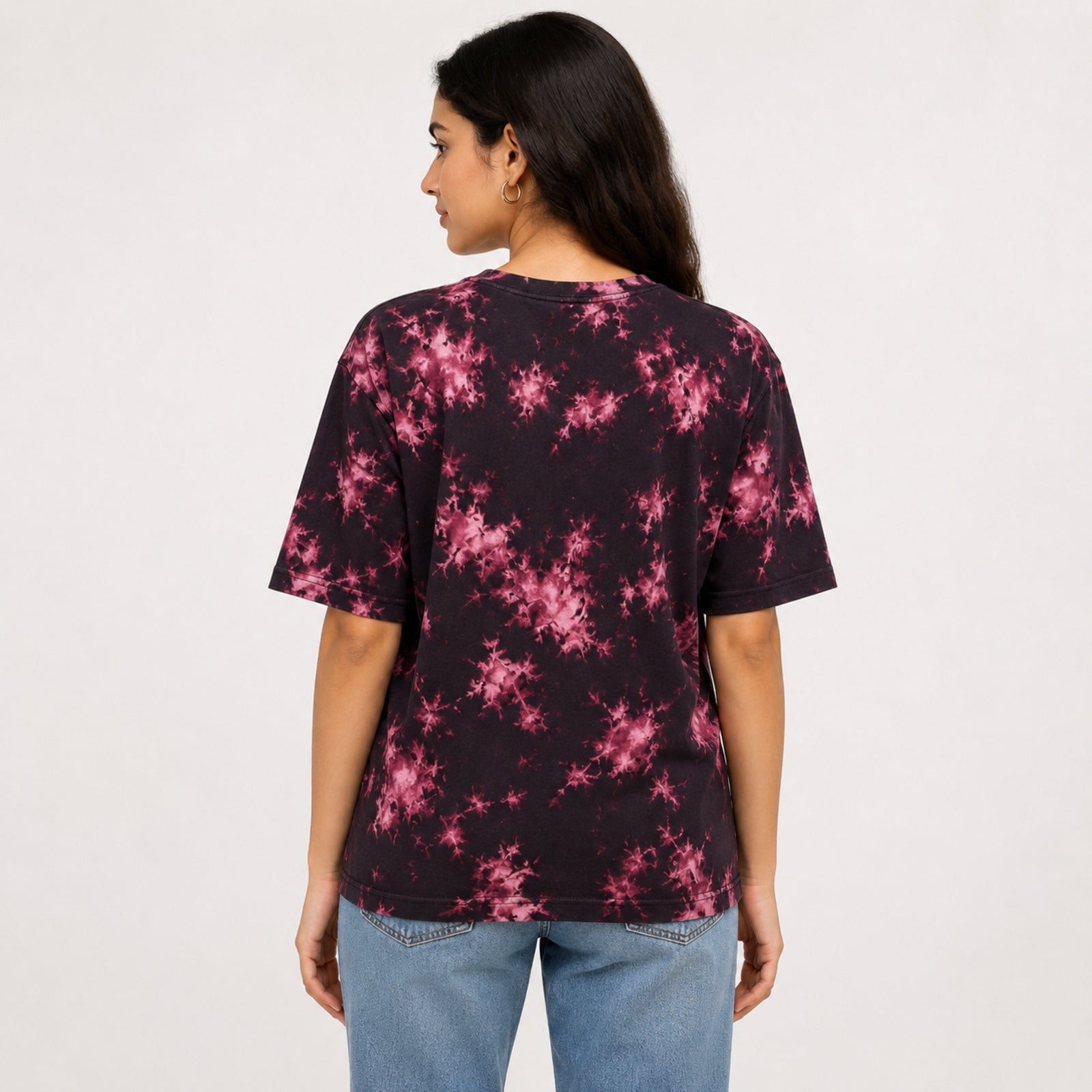 Women's Black & Pink Tie-Dye Graphic T-Shirt-4