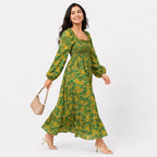 Women's Paisley Print Smocked Midi Dress-2