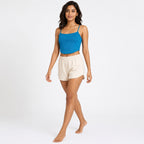 Women's Teal Spaghetti Strap Crop Cami Top | Soft Stretch Casual Essential-2