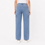 Women's Light Blue High-Rise Cargo Jeans | Wide Leg Denim Pants with Utility Pockets-4
