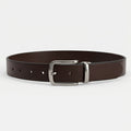 Women’s Elegant Skinny Black Genuine Leather Belt with Polished Gold-Tone Buckle-1