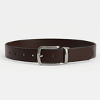Women’s Elegant Skinny Black Genuine Leather Belt with Polished Gold-Tone Buckle-1