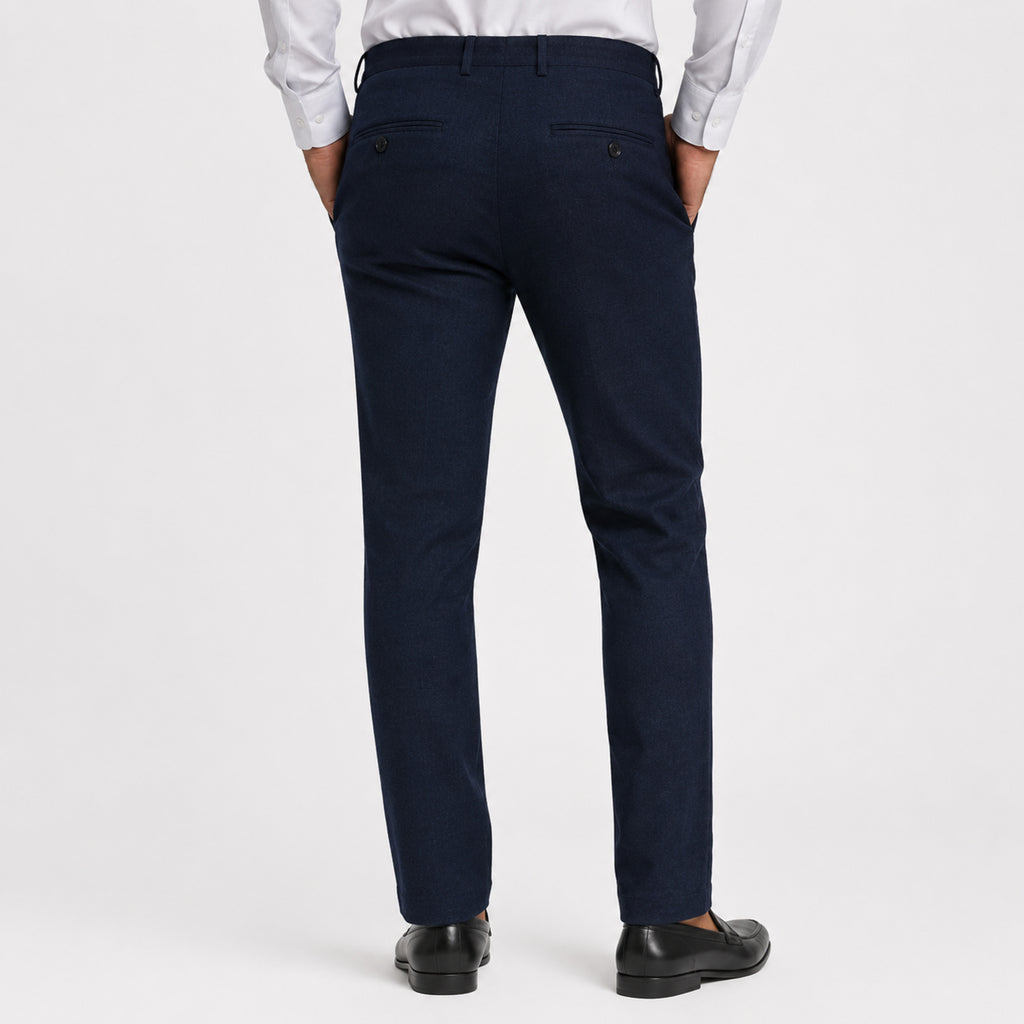 Men's Deep Navy Regular Fit Formal Trousers-4
