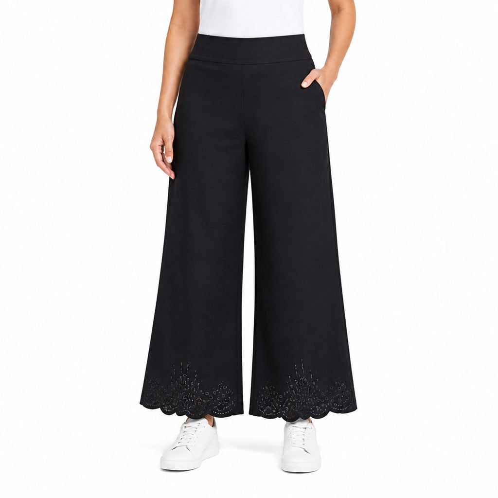 Midnight Black Flared Knit Pants-1