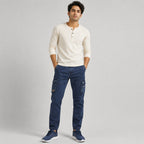 Men's Deep Navy Utility Cargo Denim Joggers-4