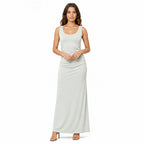 Women's Pista Green Sleeveless Maxi Dress-1