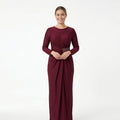 Women's Wine Embellished Maxi Gown-1