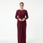 Women's Wine Embellished Maxi Gown-1
