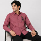 Men's Royal Rust Embroidered Statement Formal Shirt-3