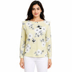 Women's Lemon Blossom Yellow Floral Ruffle Shoulder Top-2