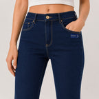 Women's Greenish Flared Denim Jeans-2