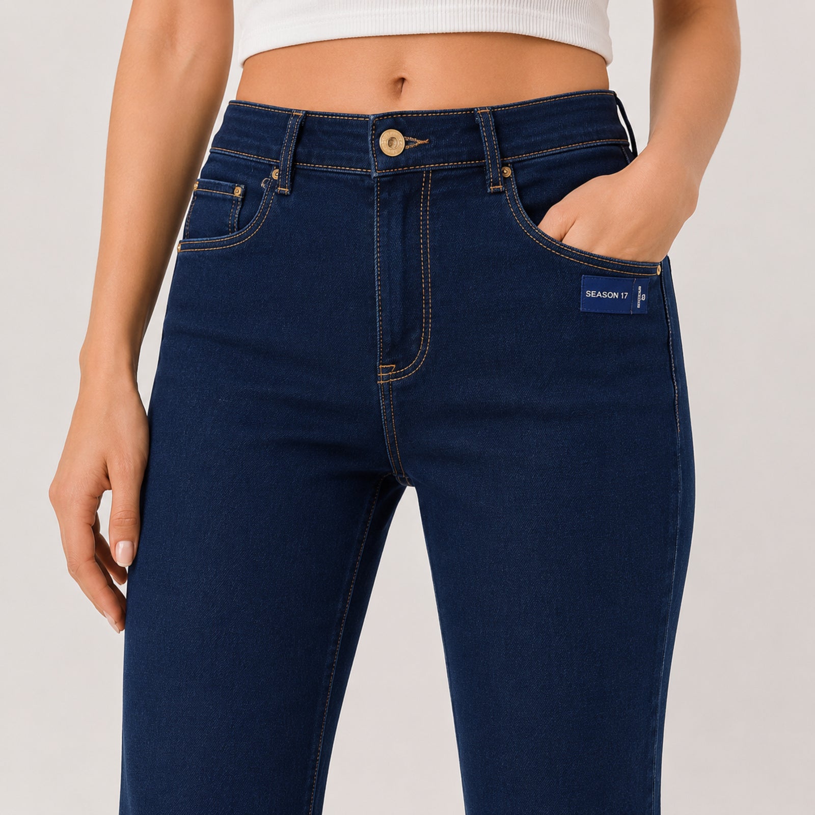 Women's Greenish Flared Denim Jeans-2