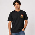 Men's Black Minimal Graphic Print Crew Neck T-Shirt-1