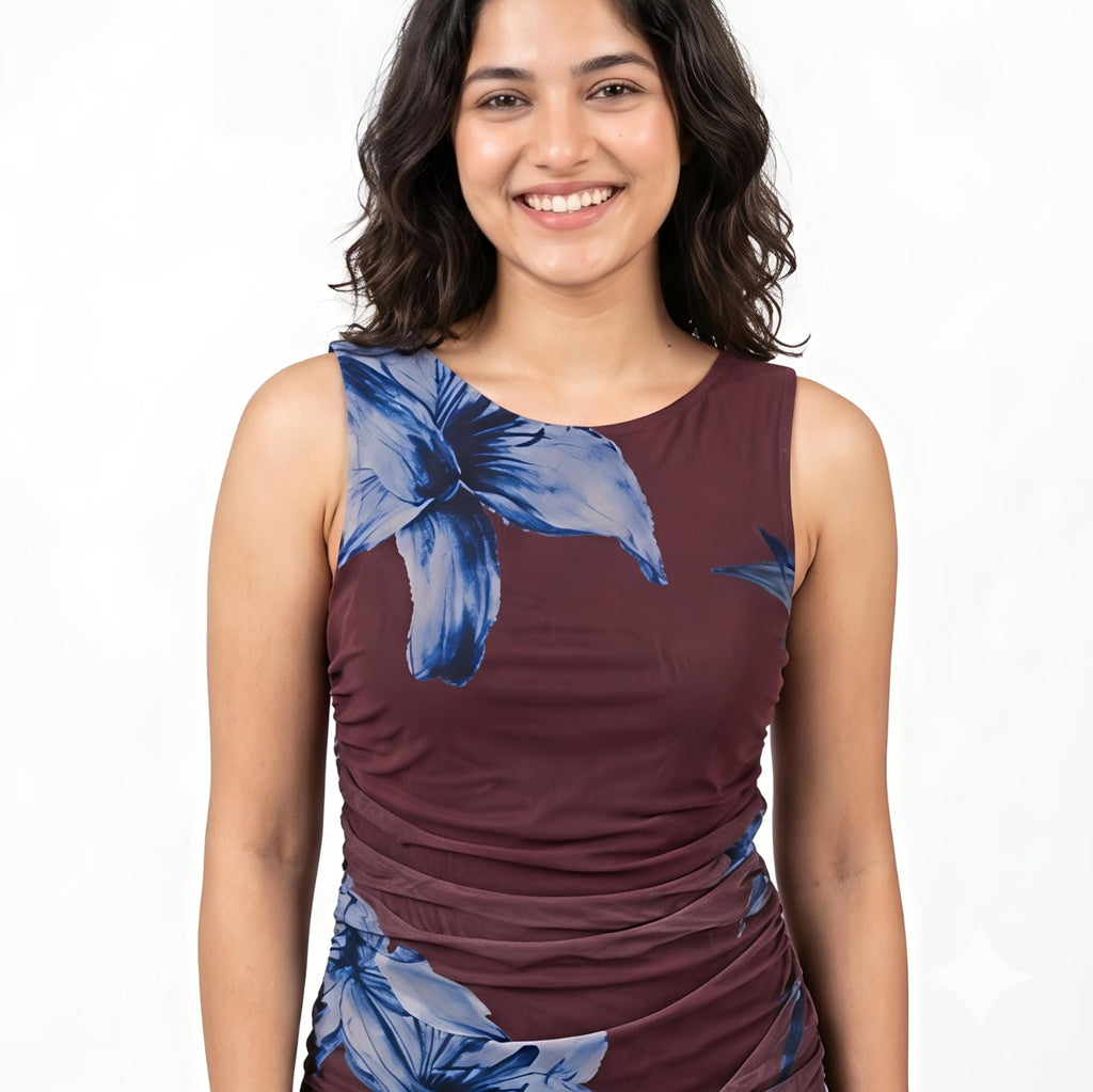 Midnight Bloom Bodycon Midi Dress-2