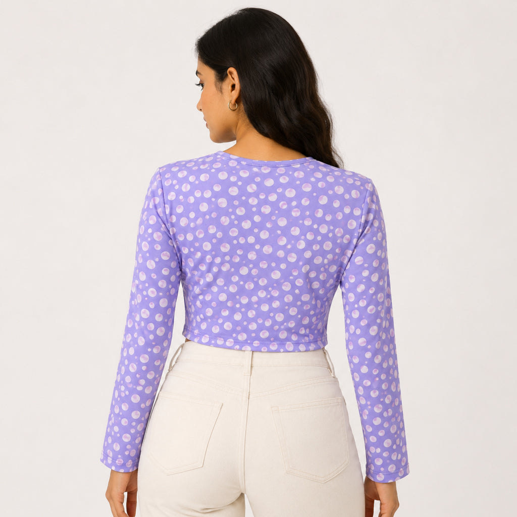 Women's Purple Polka Dot Crop Top-2