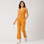 Women's Mustard Yellow Elegant Waistcoat Co-Ord Set-3