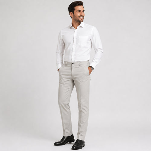 Men's Beige Slim Fit Formal Trouser Pants-1