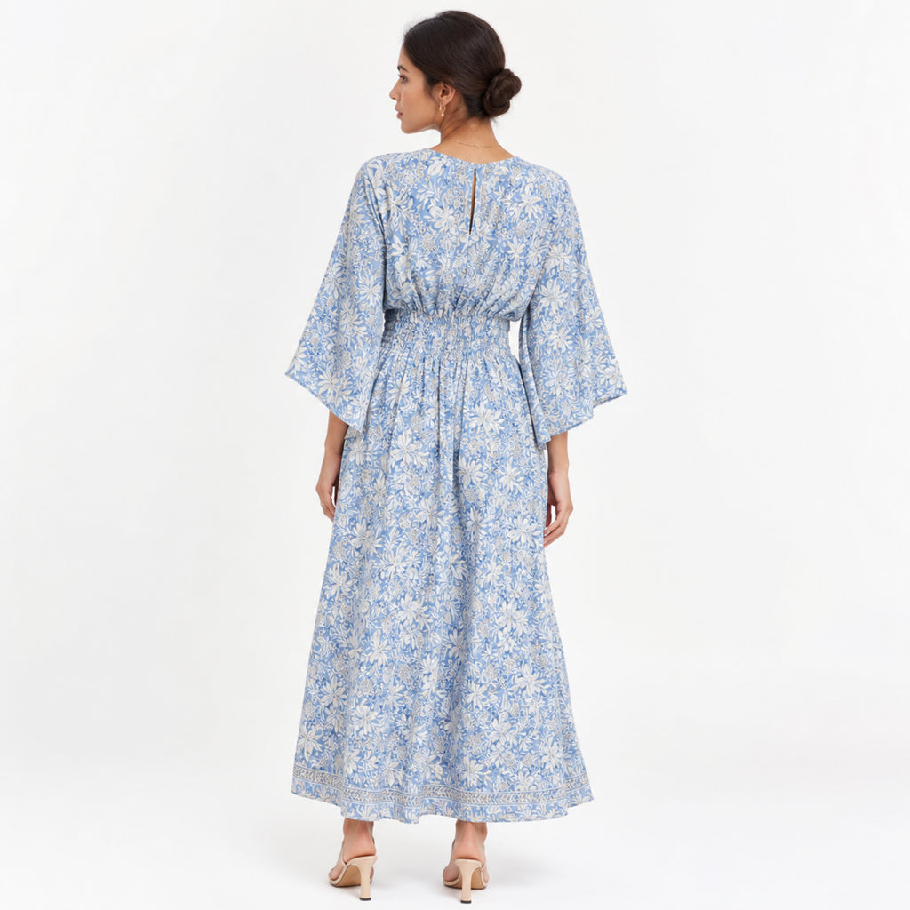 Women's Sky Bloom Floral Flared Maxi Dress-4