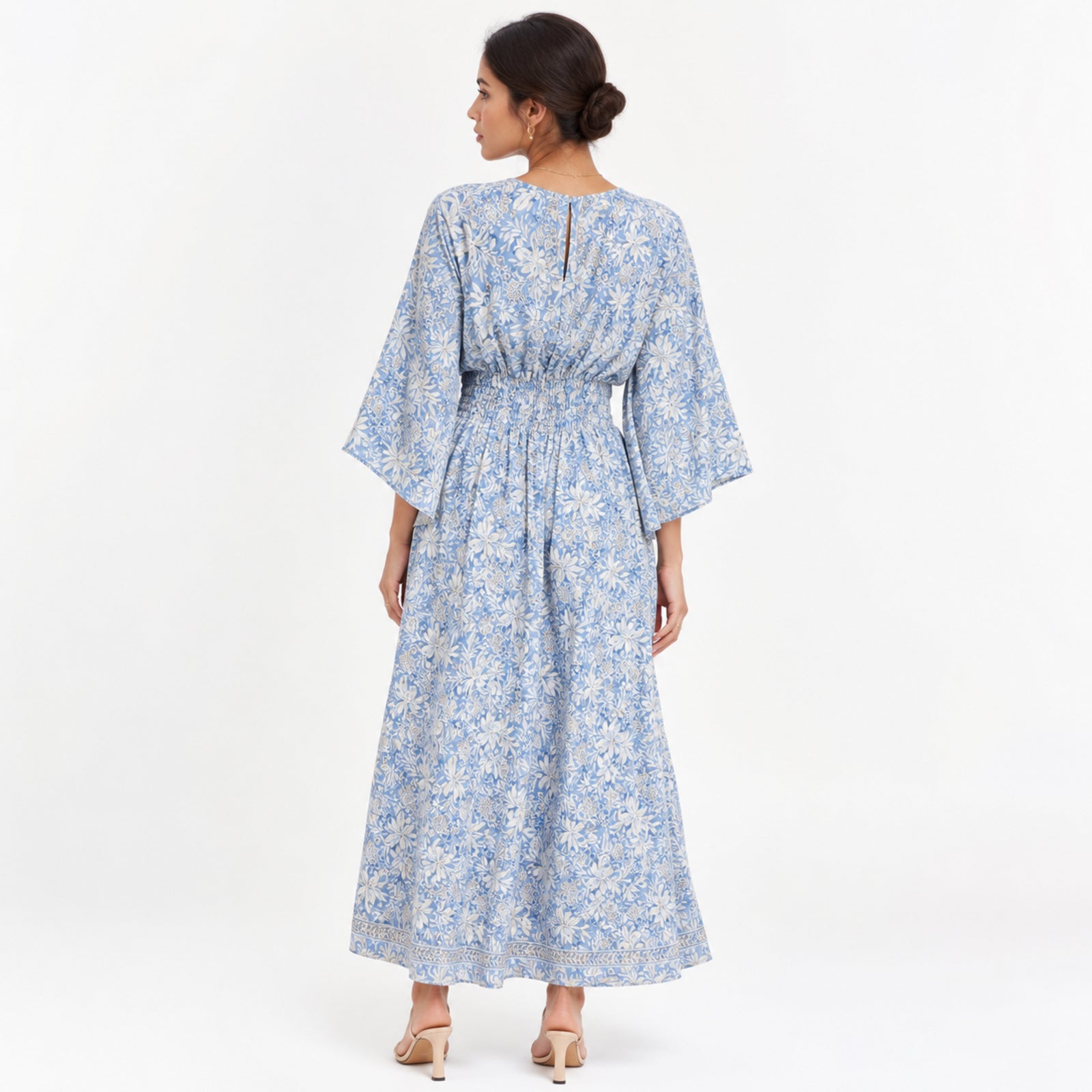 Women's Sky Bloom Floral Flared Maxi Dress-4