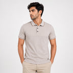 Men's Blush Sand Textured Polo T-Shirt-4