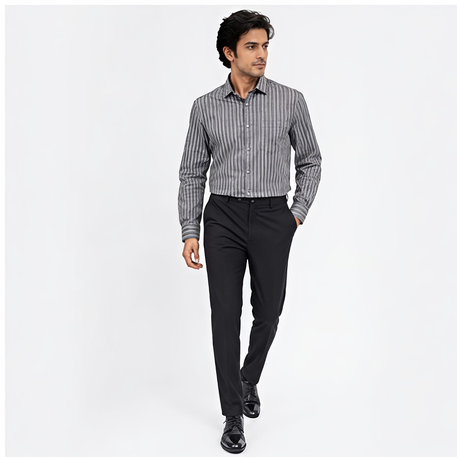 Men's Refined Pista Stripe Executive Formal Shirt-1