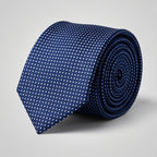 Men's Luxury Micro-Patterned Royal Blue Silk Formal Necktie-2