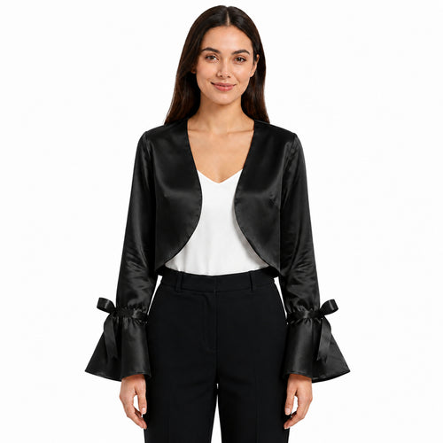 Black Elegance Cropped Shrug Top-1