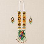 Women's White Handcrafted Beaded Necklace & Earring Set-3