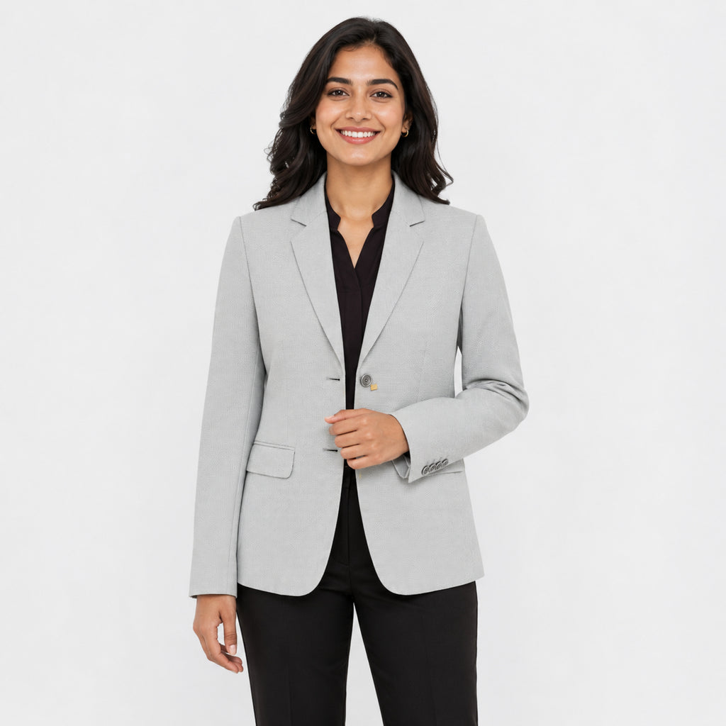 Women's Elegant Light Grey Formal Blazer-1