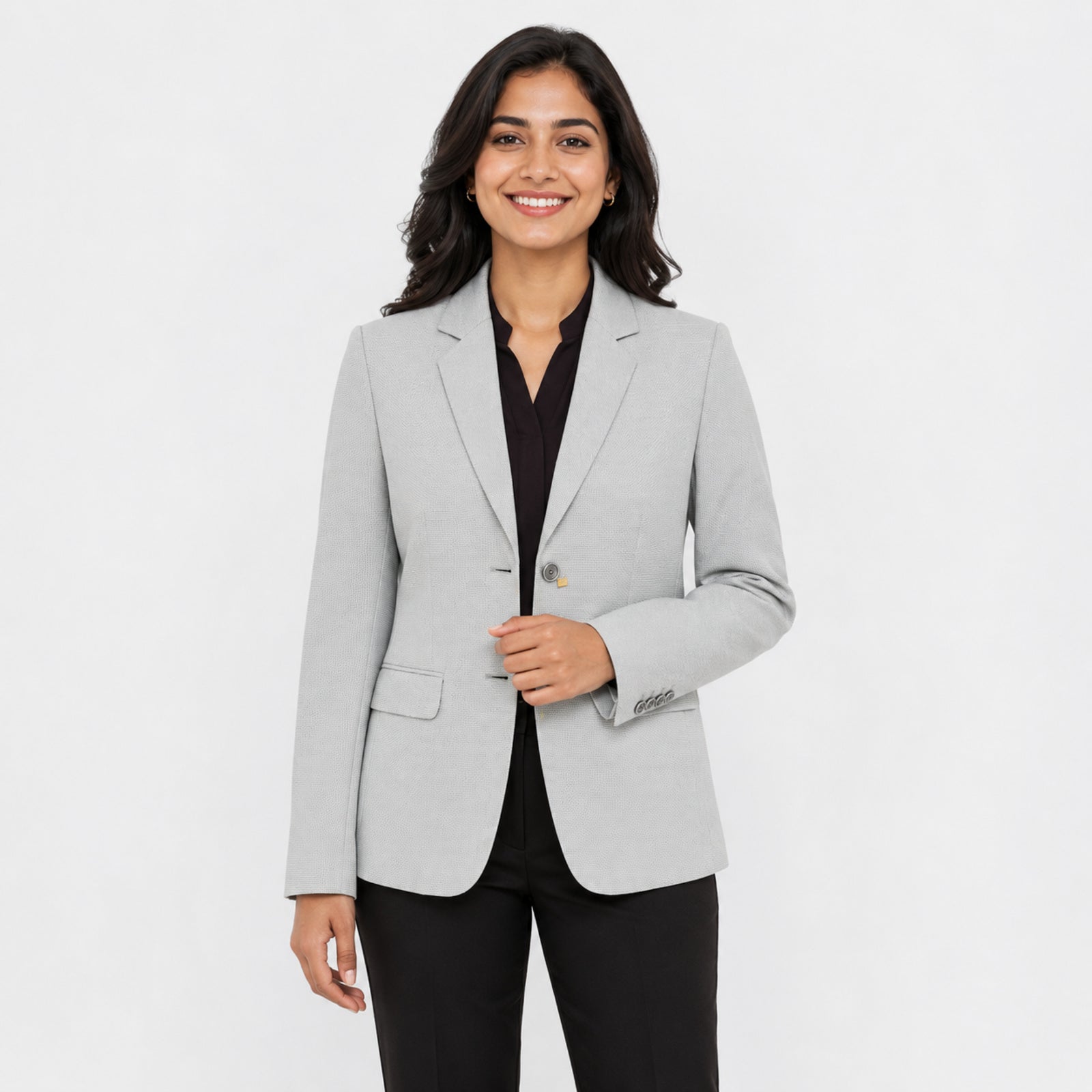 Women's Elegant Light Grey Formal Blazer-1