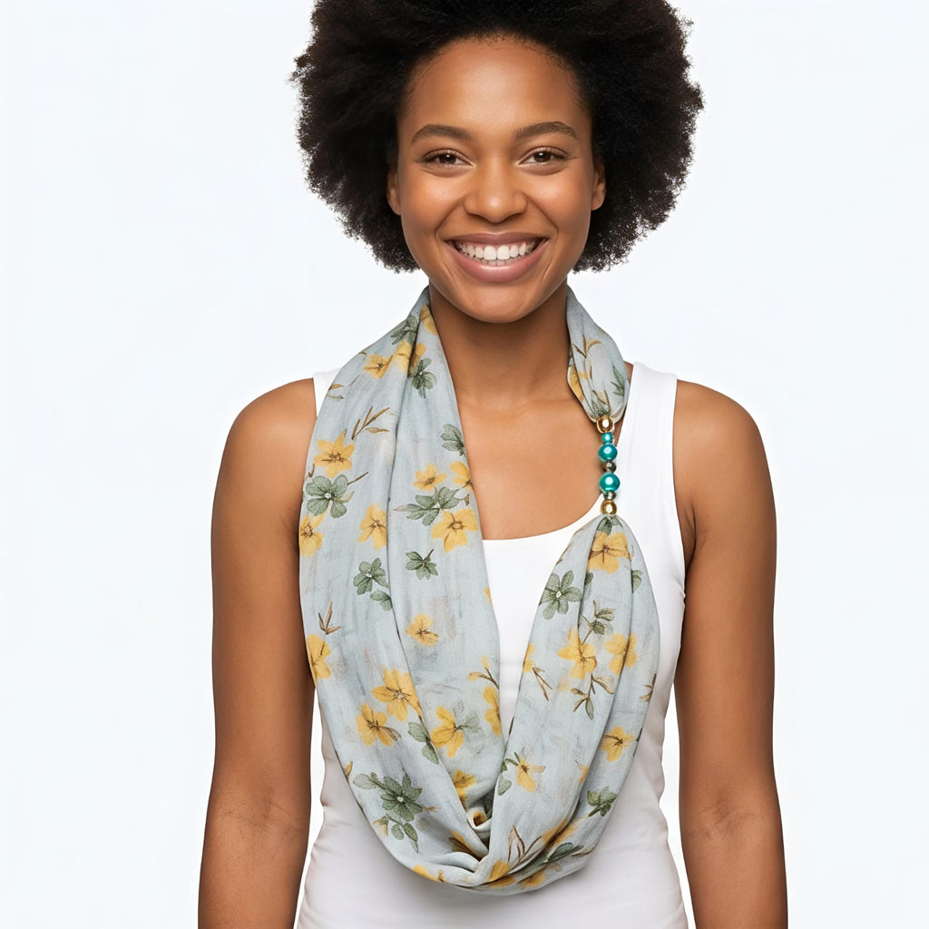 Women's Floral Printed Loop Scarf-2