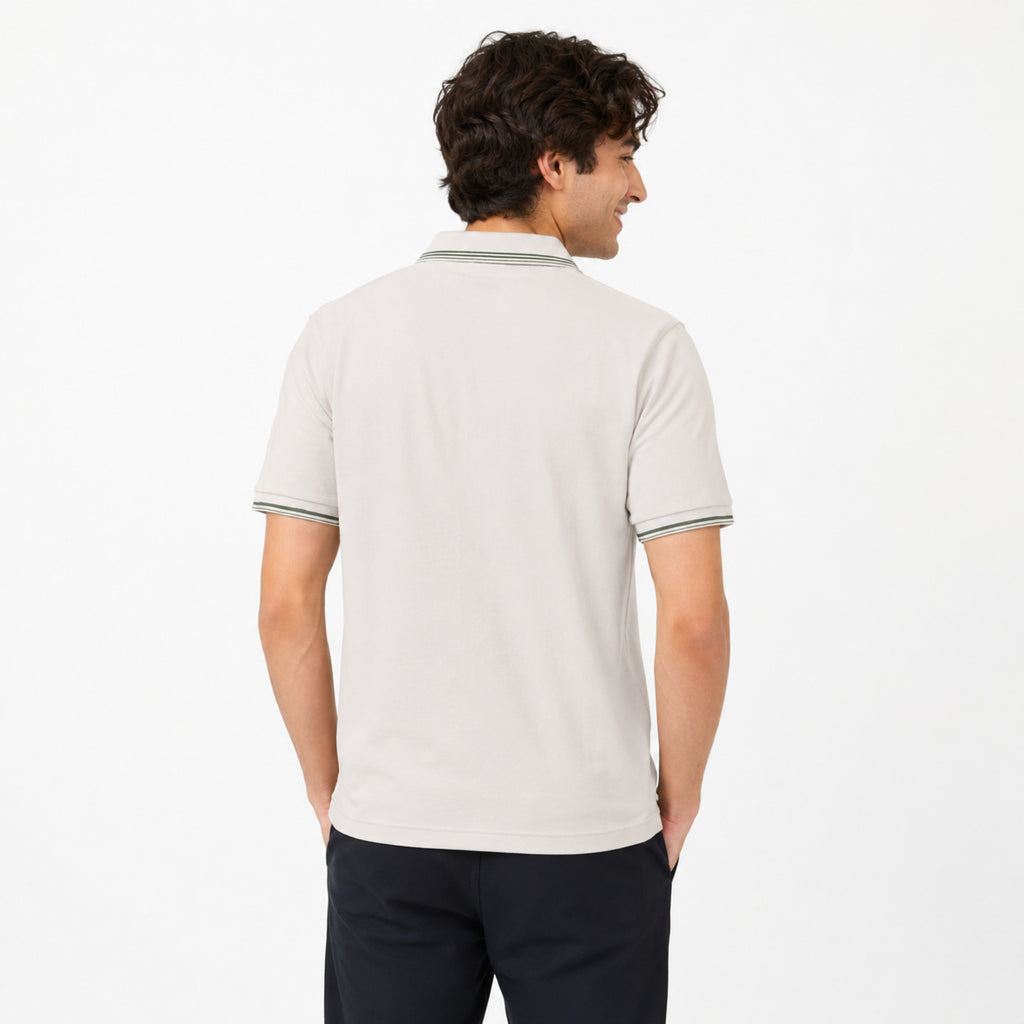 Men's Classic White Polo T-Shirt with Contrast Trim-1