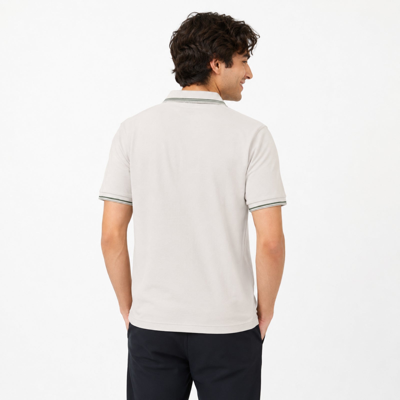 Men's Classic White Polo T-Shirt with Contrast Trim-1