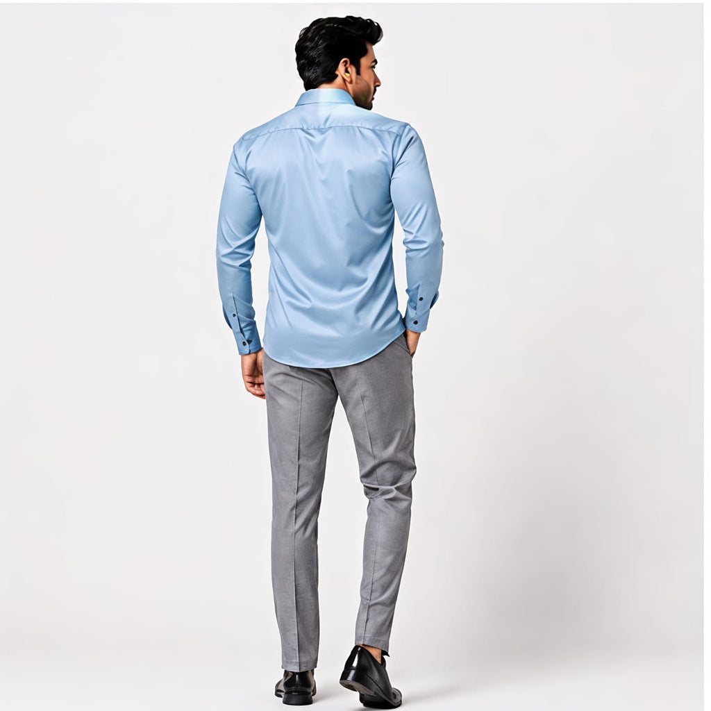 Men's Premium Satin Formal Shirt – Sky Blue-4