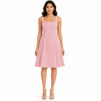 Women's Coral Geometric Print Sleeveless Fit & Flare Midi Dress-1